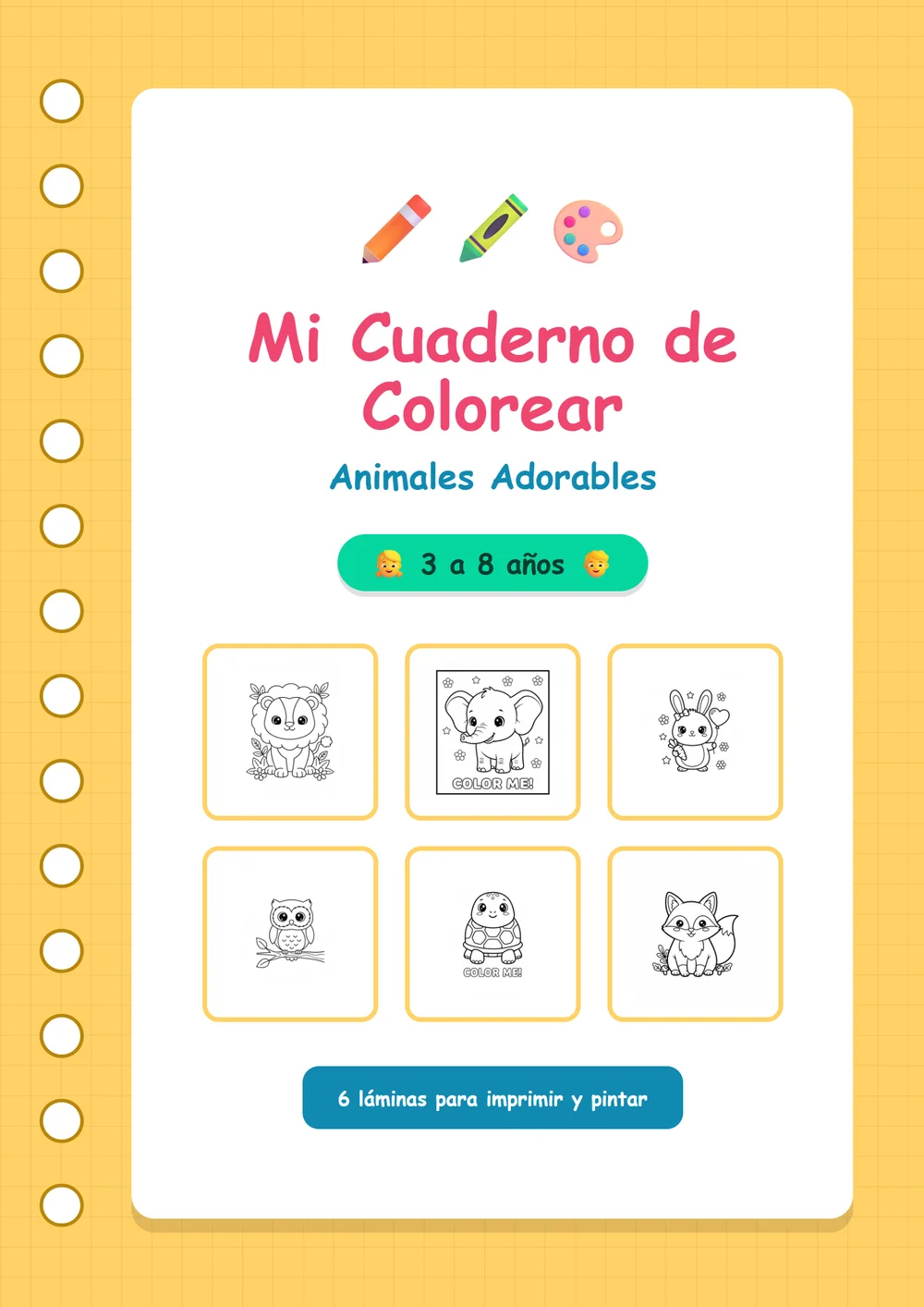 Animales Adorables — Set para Colorear