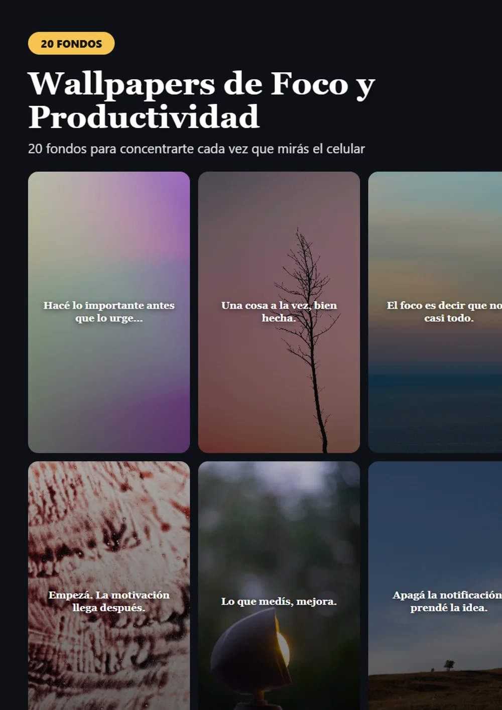 Wallpapers de Foco y Productividad